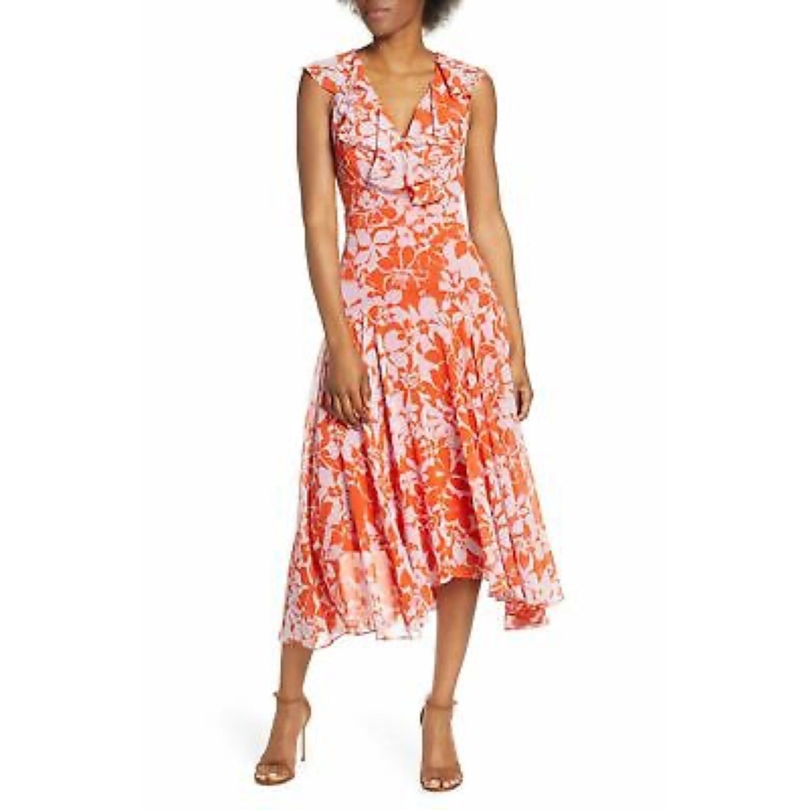 36. Eliza J . Print Handkerchief Hem Midi Size 8p